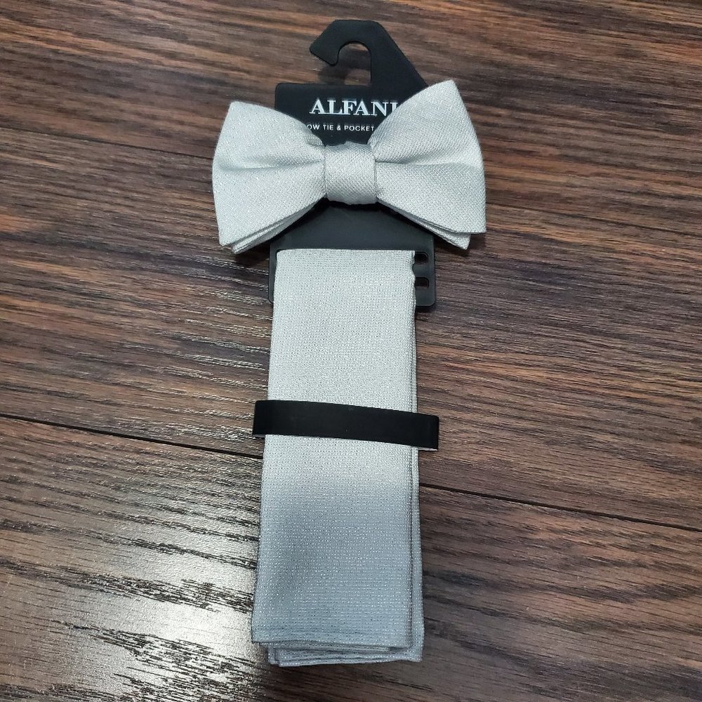 NWT Alfani mens bow tie and pocket square